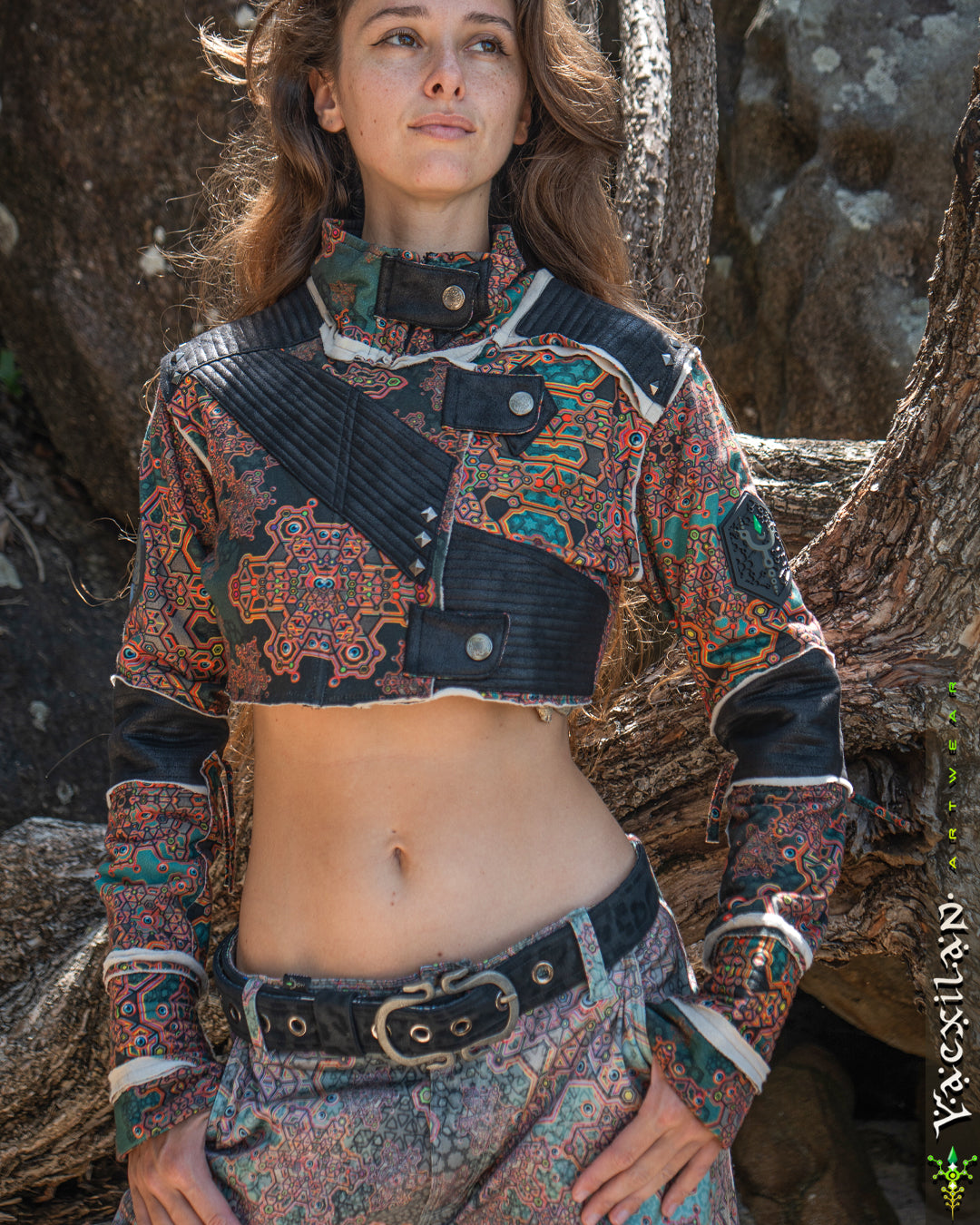 Crop Jacket Woman Neotokyo Punk / Cotton Looper Fake Leather - ATLANTHEON