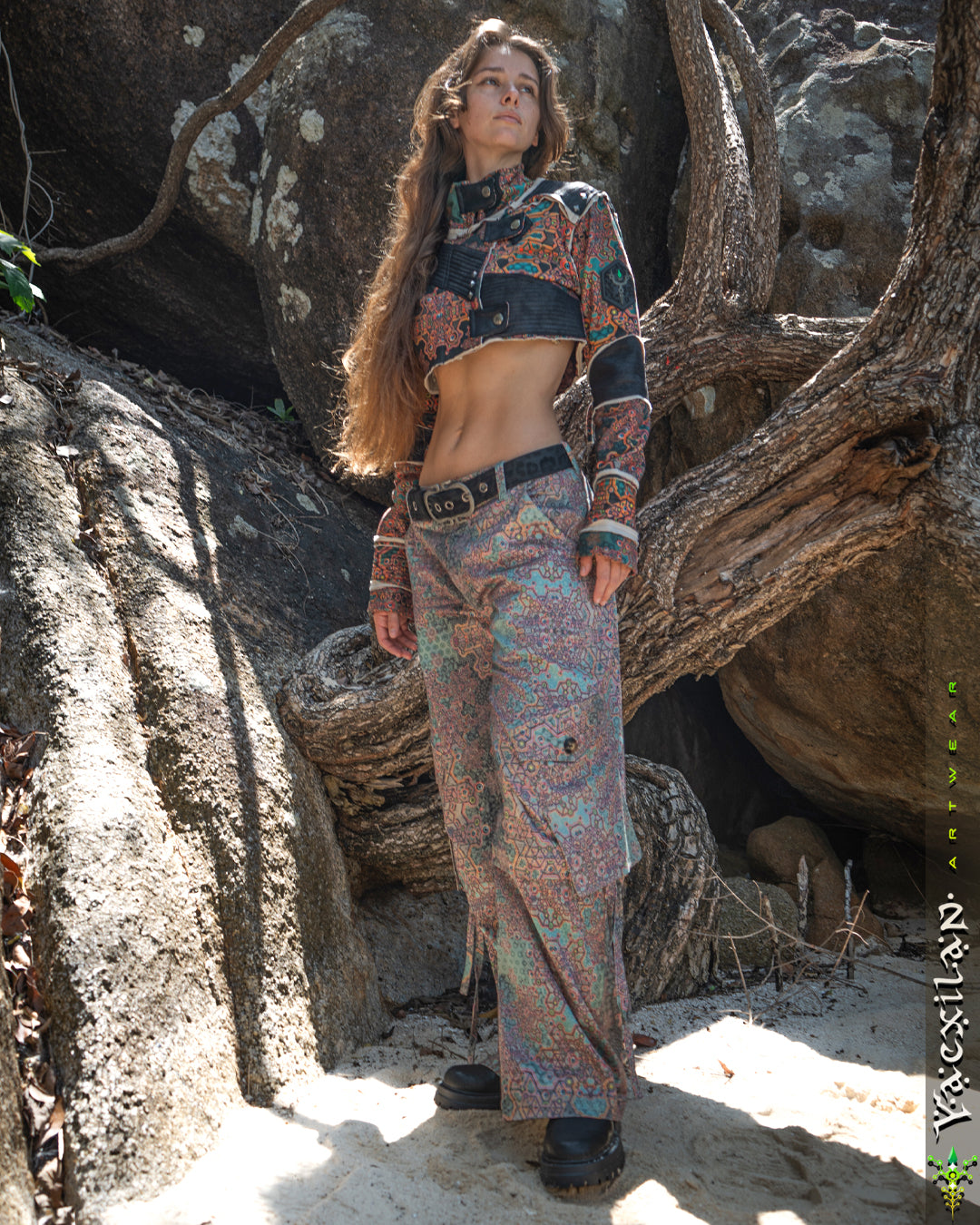 Crop Jacket Woman Neotokyo Punk / Cotton Looper Fake Leather - ATLANTHEON