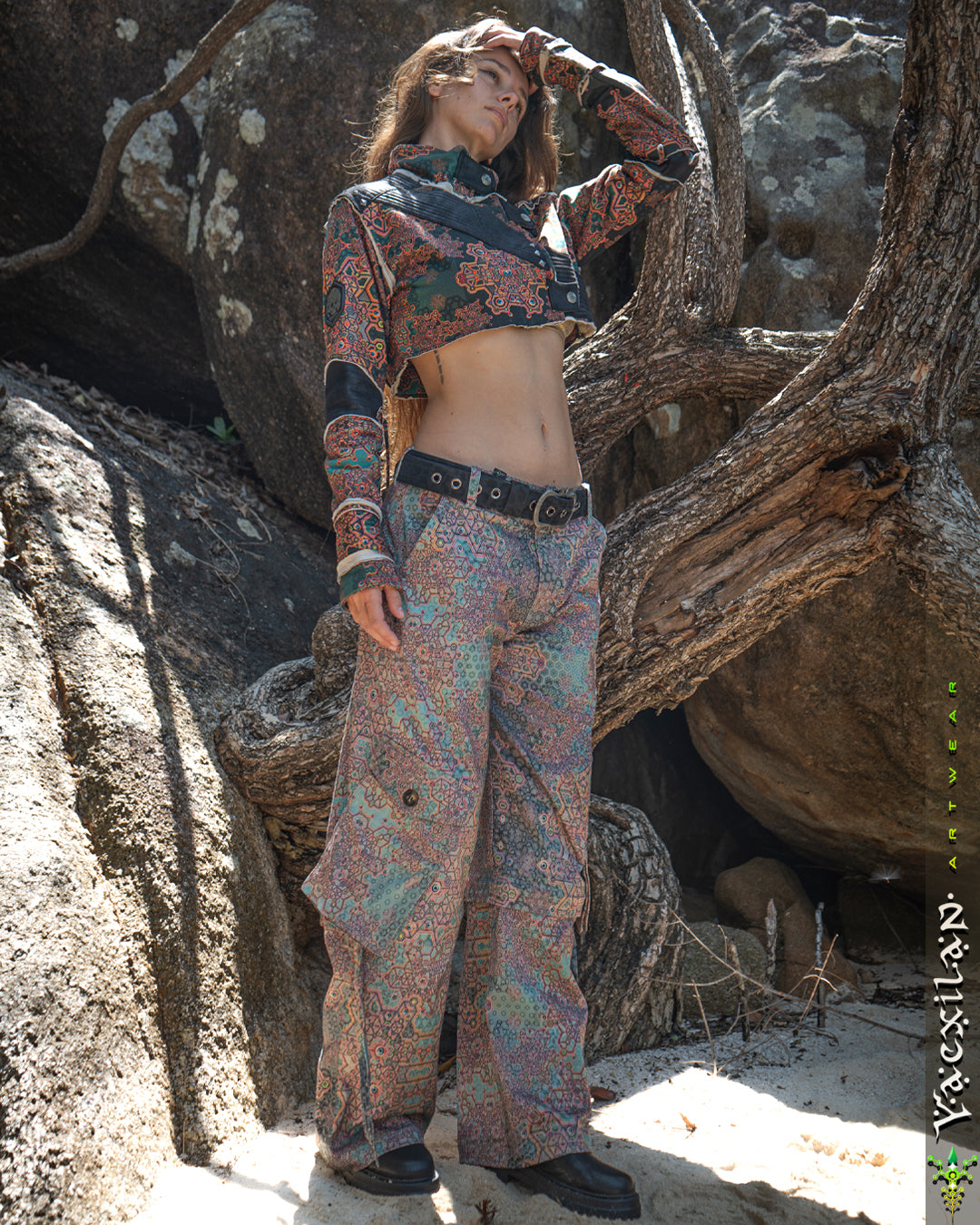 Crop Jacket Woman Neotokyo Punk / Cotton Looper Fake Leather - ATLANTHEON