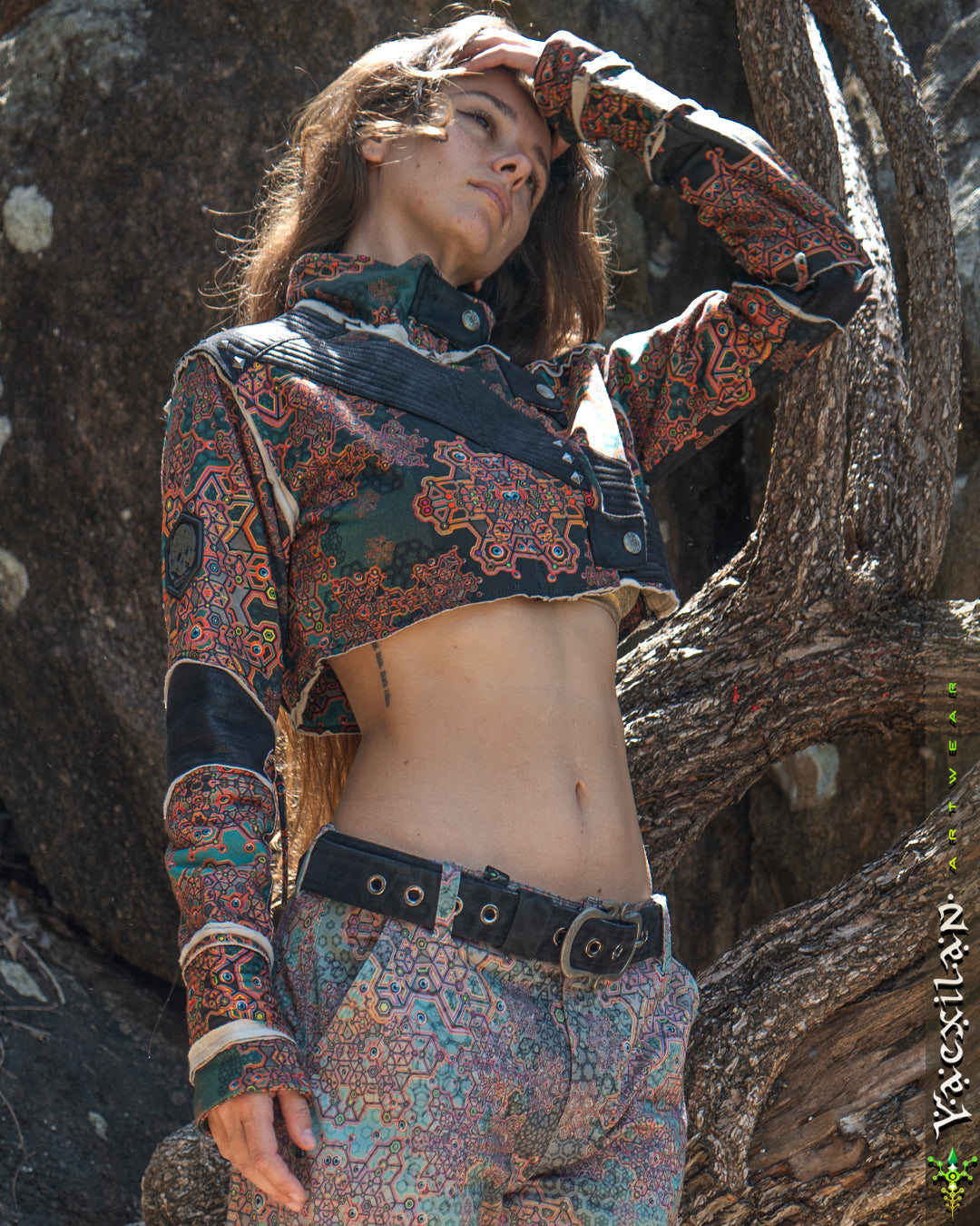 Crop Jacket Woman Neotokyo Punk / Cotton Looper Fake Leather - ATLANTHEON