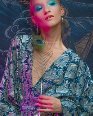 Japanese Kimono / Handwoven Dyed Silk - LEAVES
