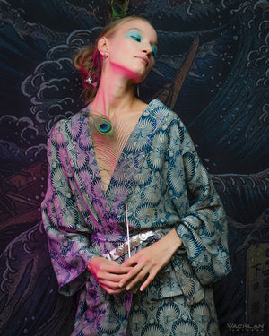 Japanese Kimono / Handwoven Dyed Silk - LEAVES