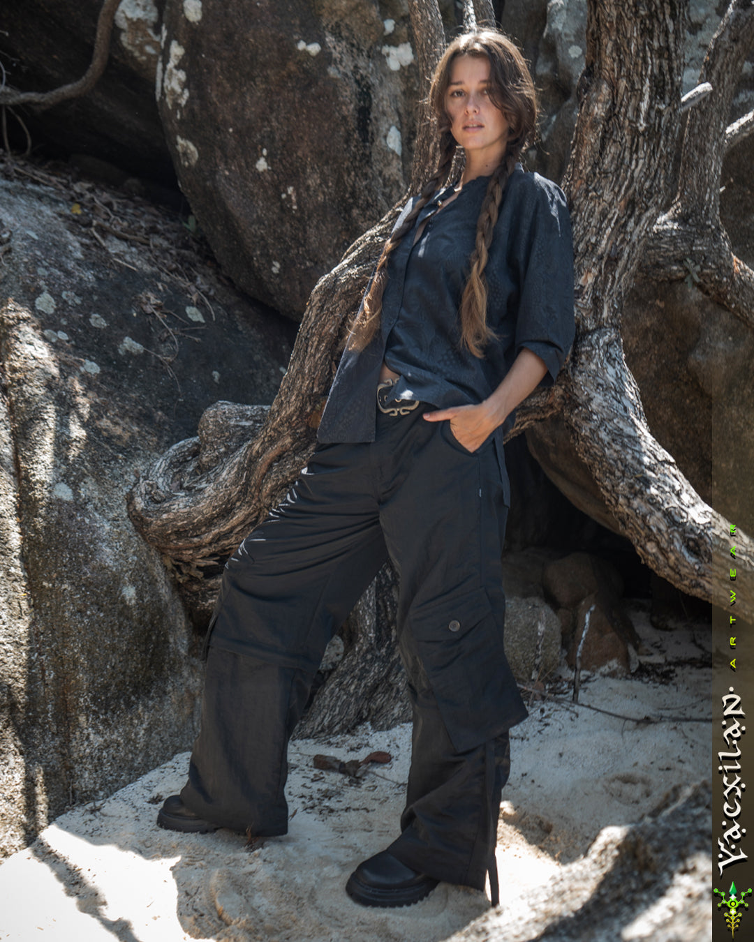 Pants Woman / Baggy Pockets Parachute Nylon - Black