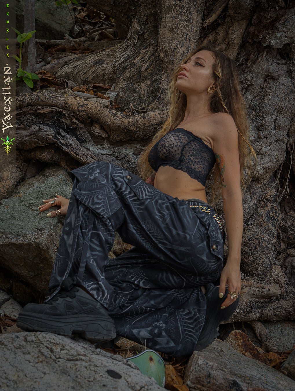 Pants Woman / Baggy Pockets Velvet Sky - SANDOKAN