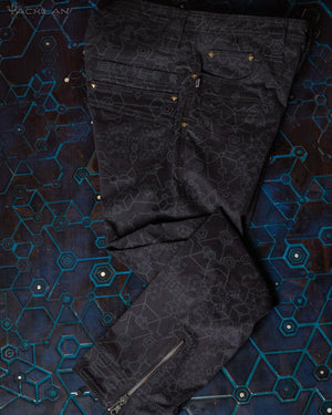 Pants Men / Cotton Printed - Black SHAMANKA
