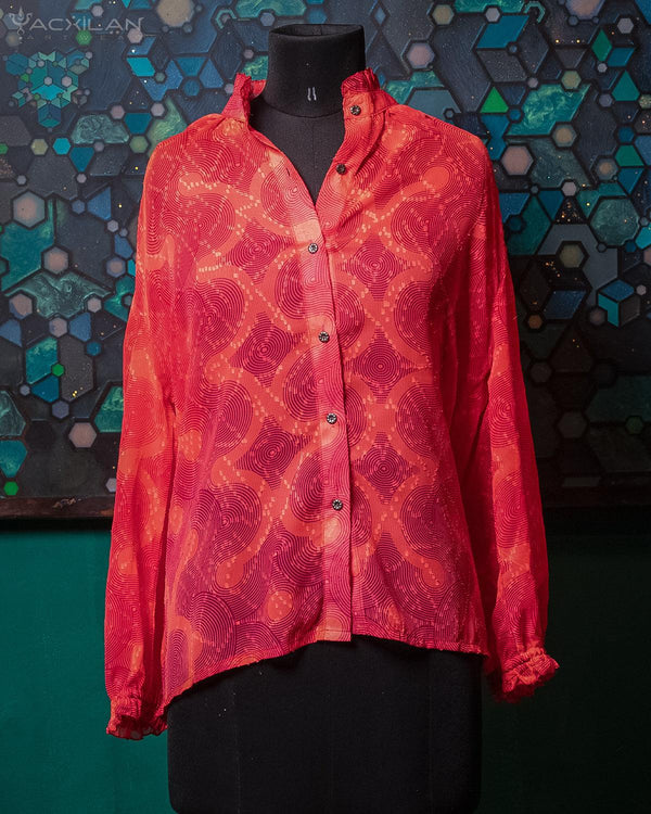 Shirt Woman Long Sleeves Frufru / Jaquard -  PINK ORG