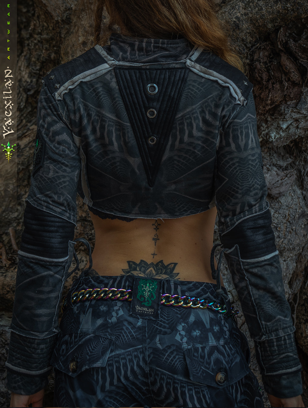 Crop Jacket Woman Neotokyo Punk  / Cotton Looper Fake Leather - SANDOKAN