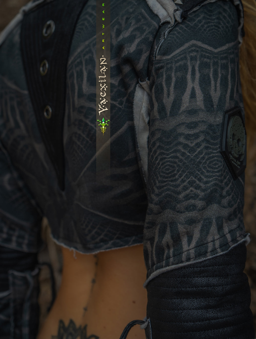 Crop Jacket Woman Neotokyo Punk  / Cotton Looper Fake Leather - SANDOKAN