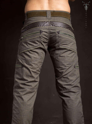 Pants Men / Cotton Printed Grey - SPOOTNIK Yacxilan Artwear