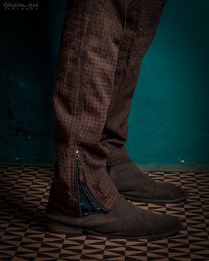 Pants Men / Hemp Woven Veg Dye & Print Brown - TETRIS
