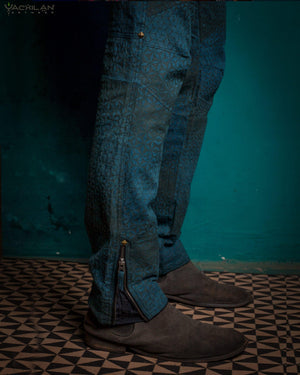 Pants Men / Hemp Woven Veg Dye & Print Greendigo - SANDSOTIME