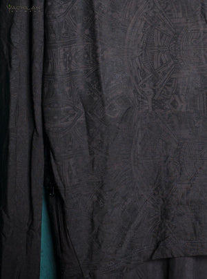 T-Shirt Men Longsleeve / Bamboo Veg Dye and Print Charcoal - RETRO FUTURE