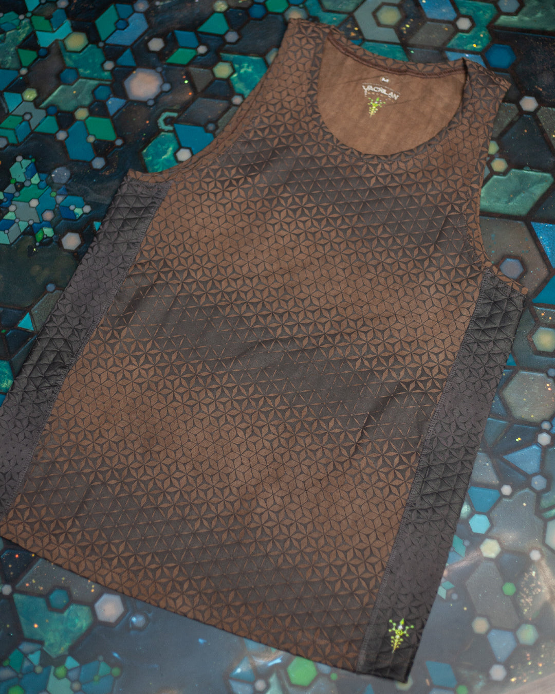 A-Tank Men / Organic Bamboo Jersey Veg Dye Veg Print - Brown SANDSOTIME New