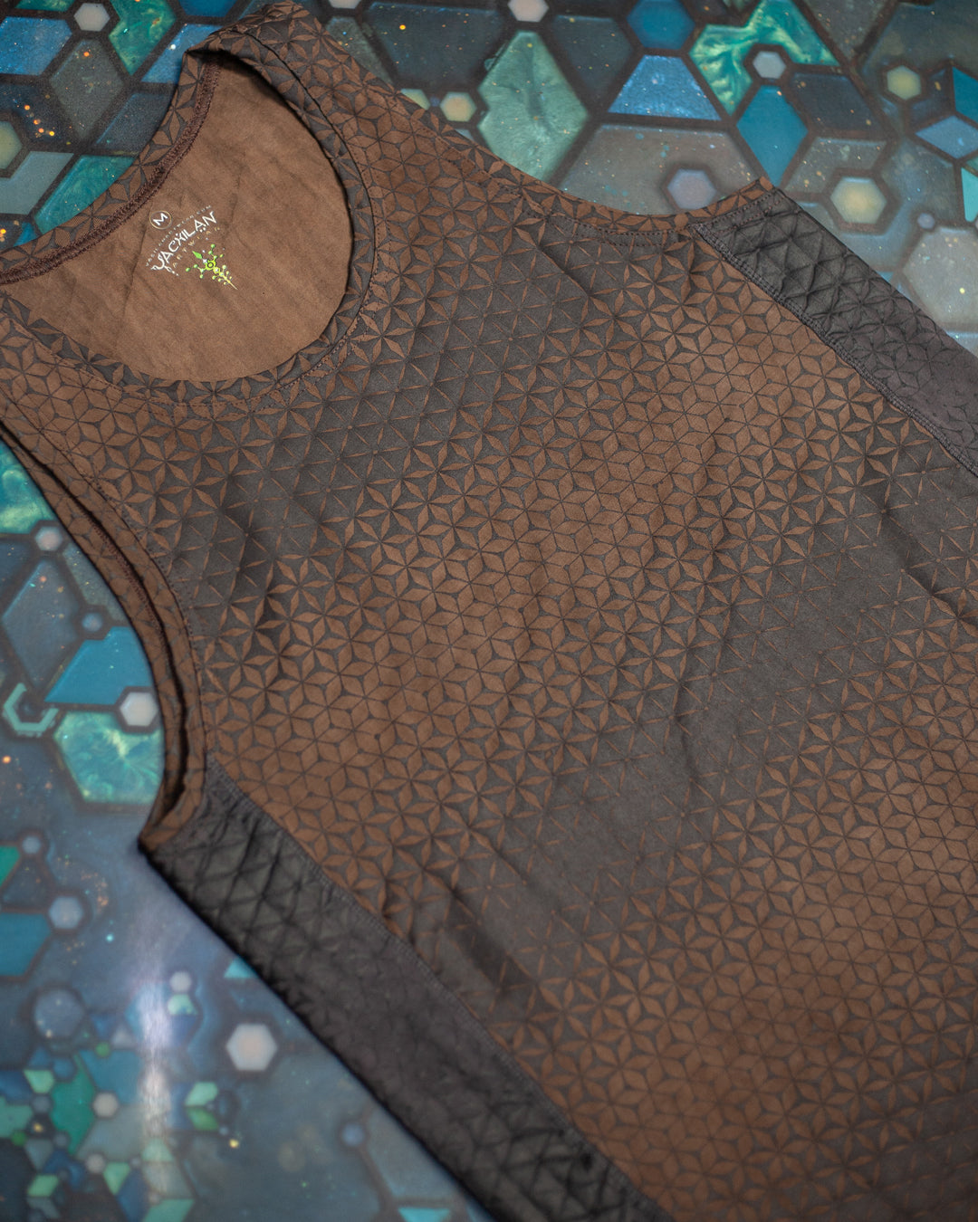A-Tank Men / Organic Bamboo Jersey Veg Dye Veg Print - Brown SANDSOTIME New