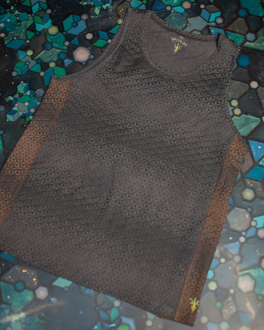 A-Tank Men / Organic Bamboo Jersey Veg Dye Veg Print - Charcoal SANDSOTIME New