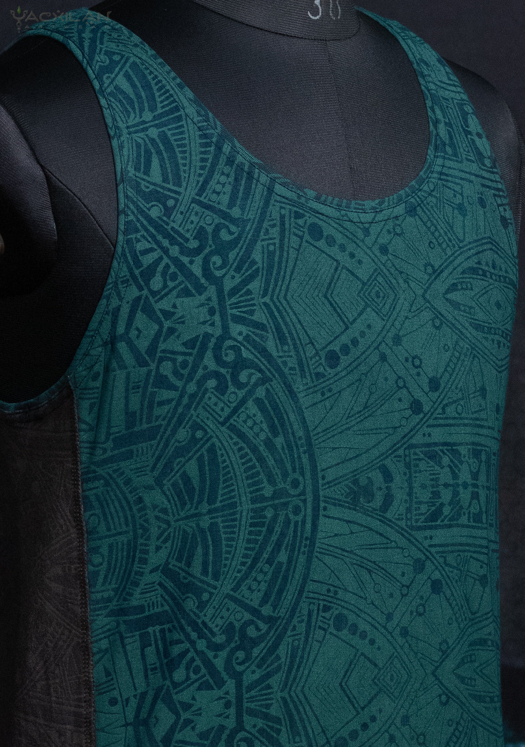 A-Tank Men / Bamboo Veg Print - Green Indigo POPPYFIELDS