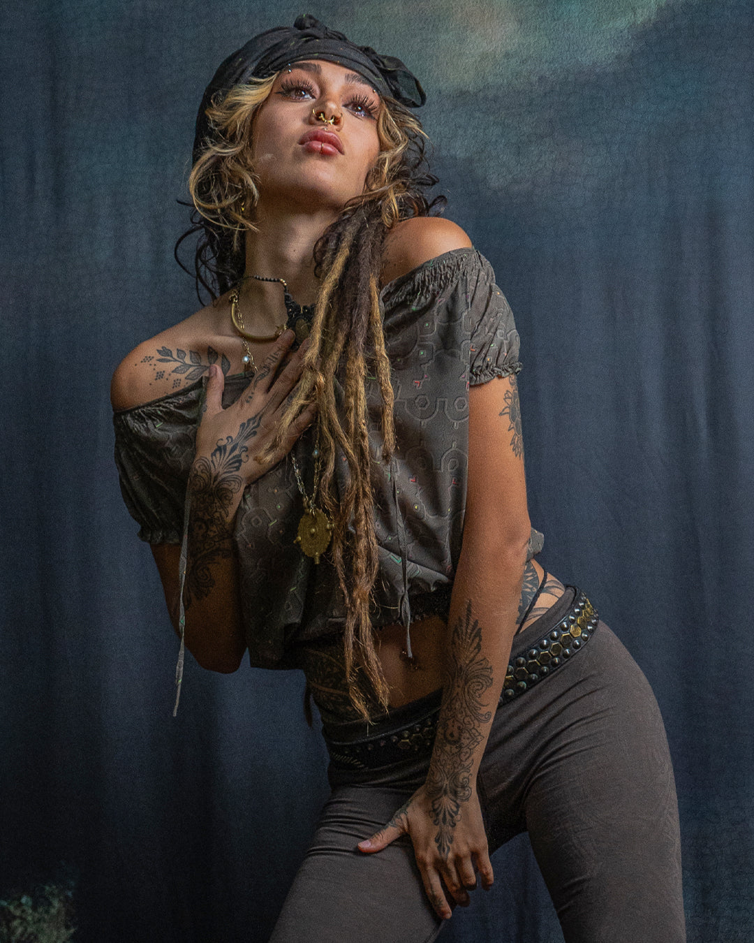 Woman Wideneck Top PIRATESSE / Voile - REBIRTH OF IKARO Earth