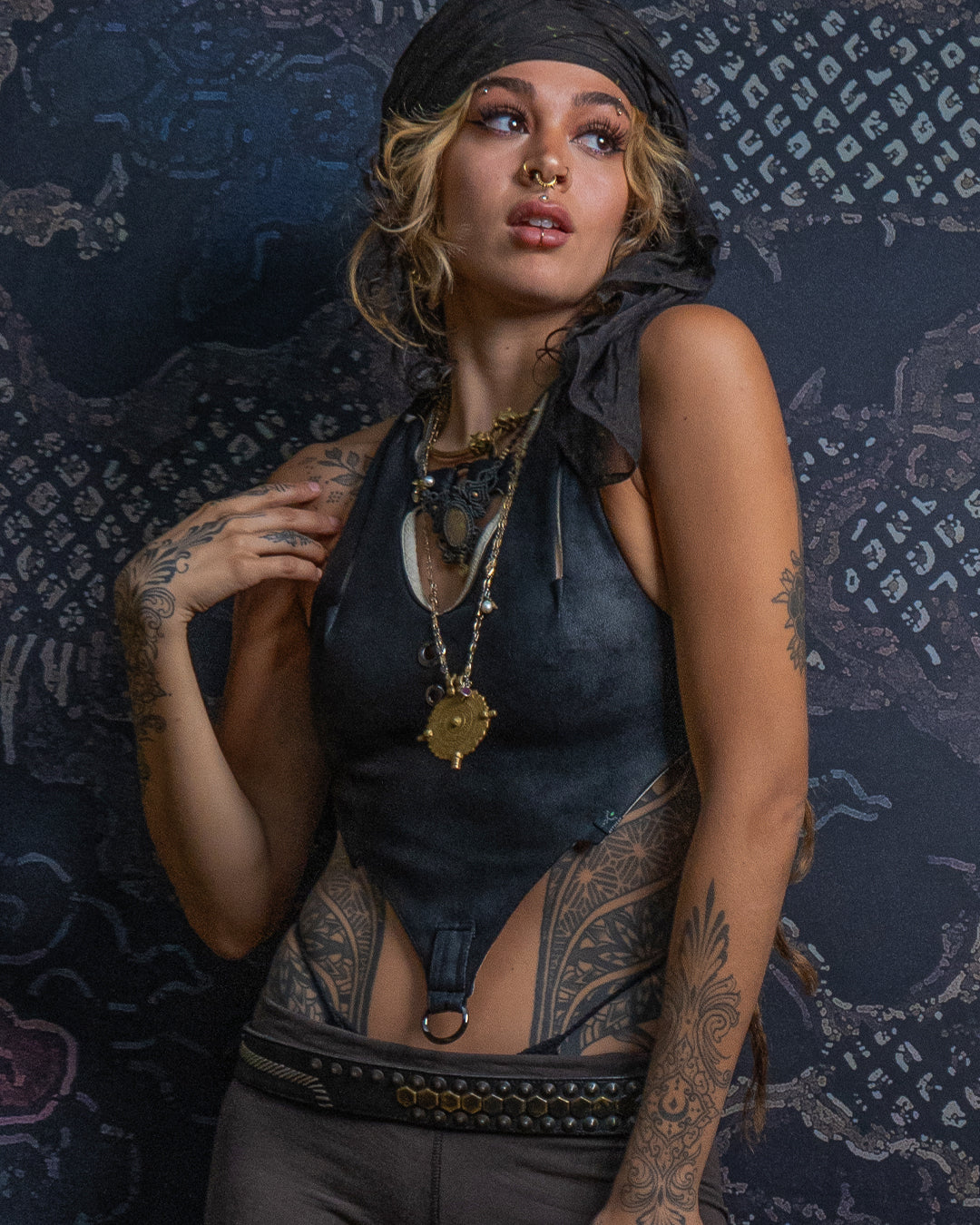 Corset / Fake Leather Rings - BLAK RIDER