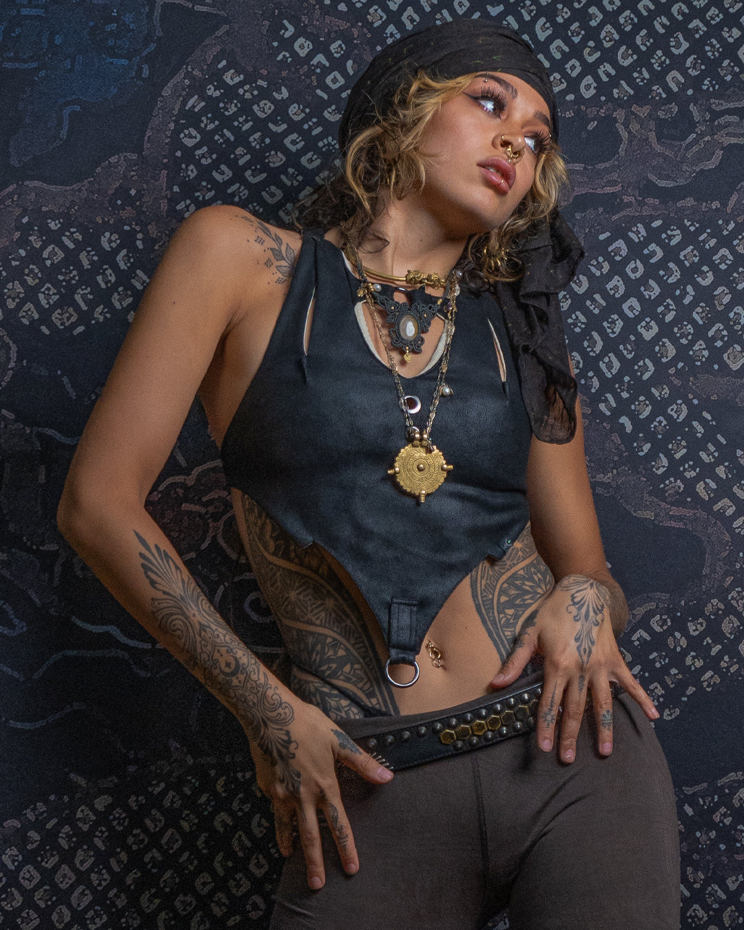 Corset / Fake Leather Rings - BLAK RIDER