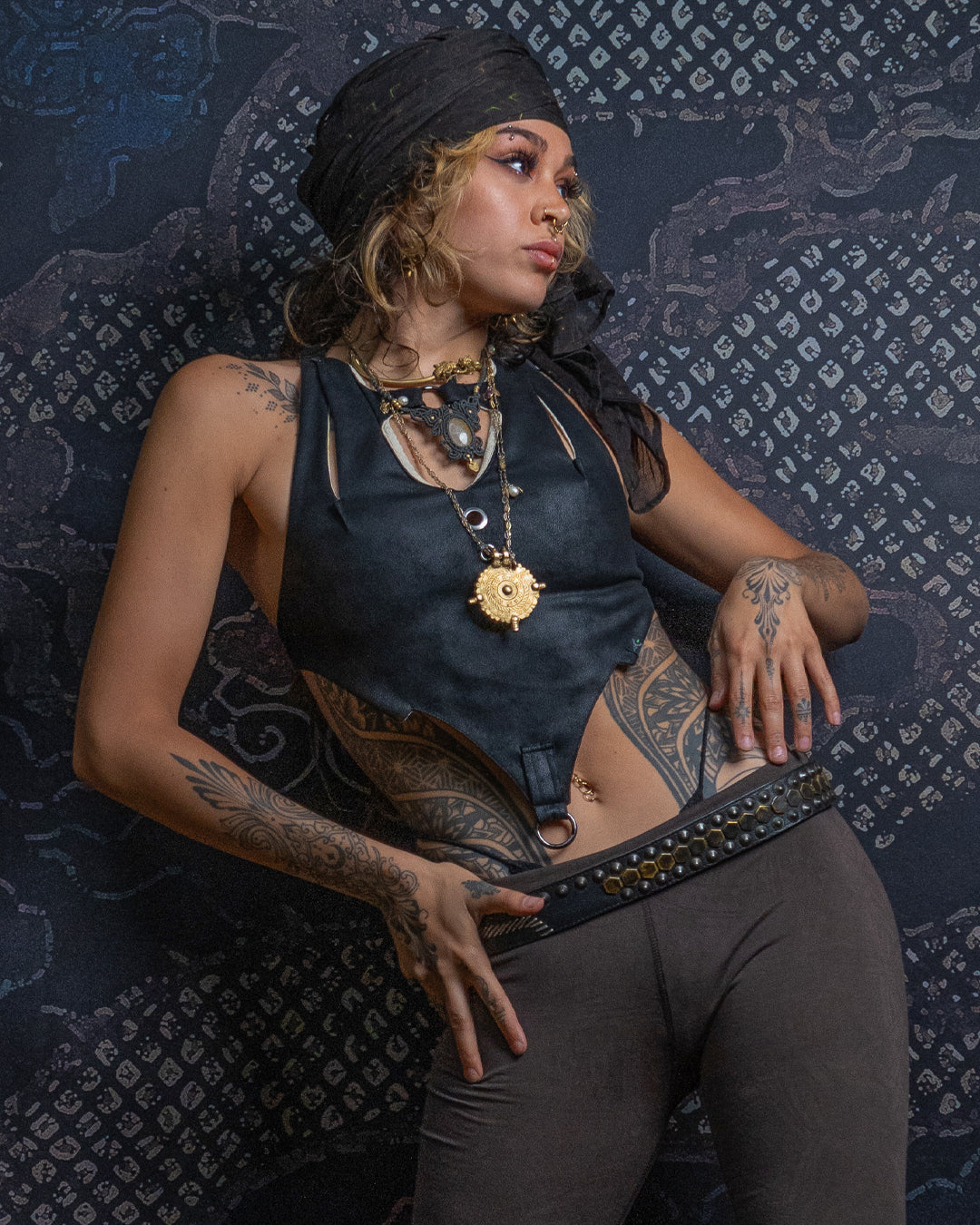 Corset / Fake Leather Rings - BLAK RIDER