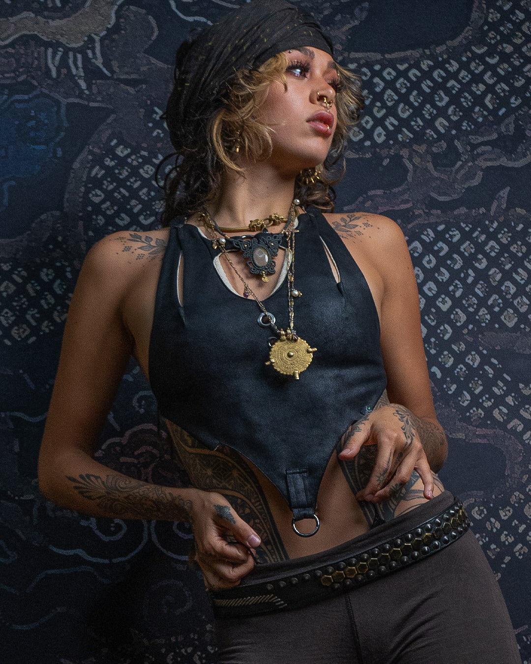 Corset / Fake Leather Rings - BLAK RIDER