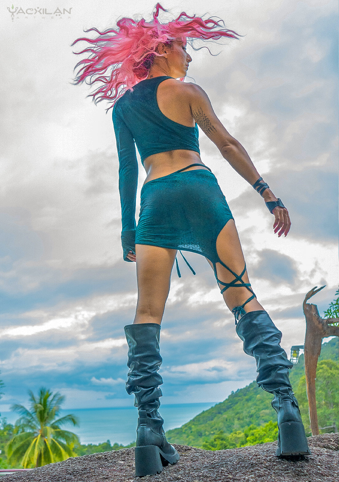 Woman Combo Atomita  / Organic Bamboo Jersey Veg Dye Veg Print - Greendigo SANDSOTIME