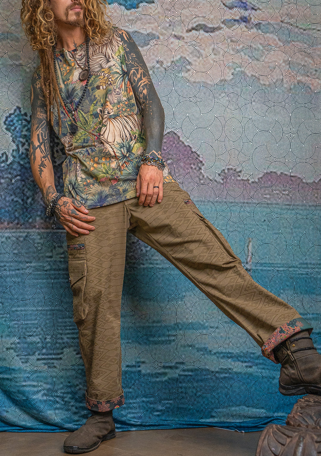 Pants Men / Baggy Pockets Cotton Twill - BOHONOX Latte