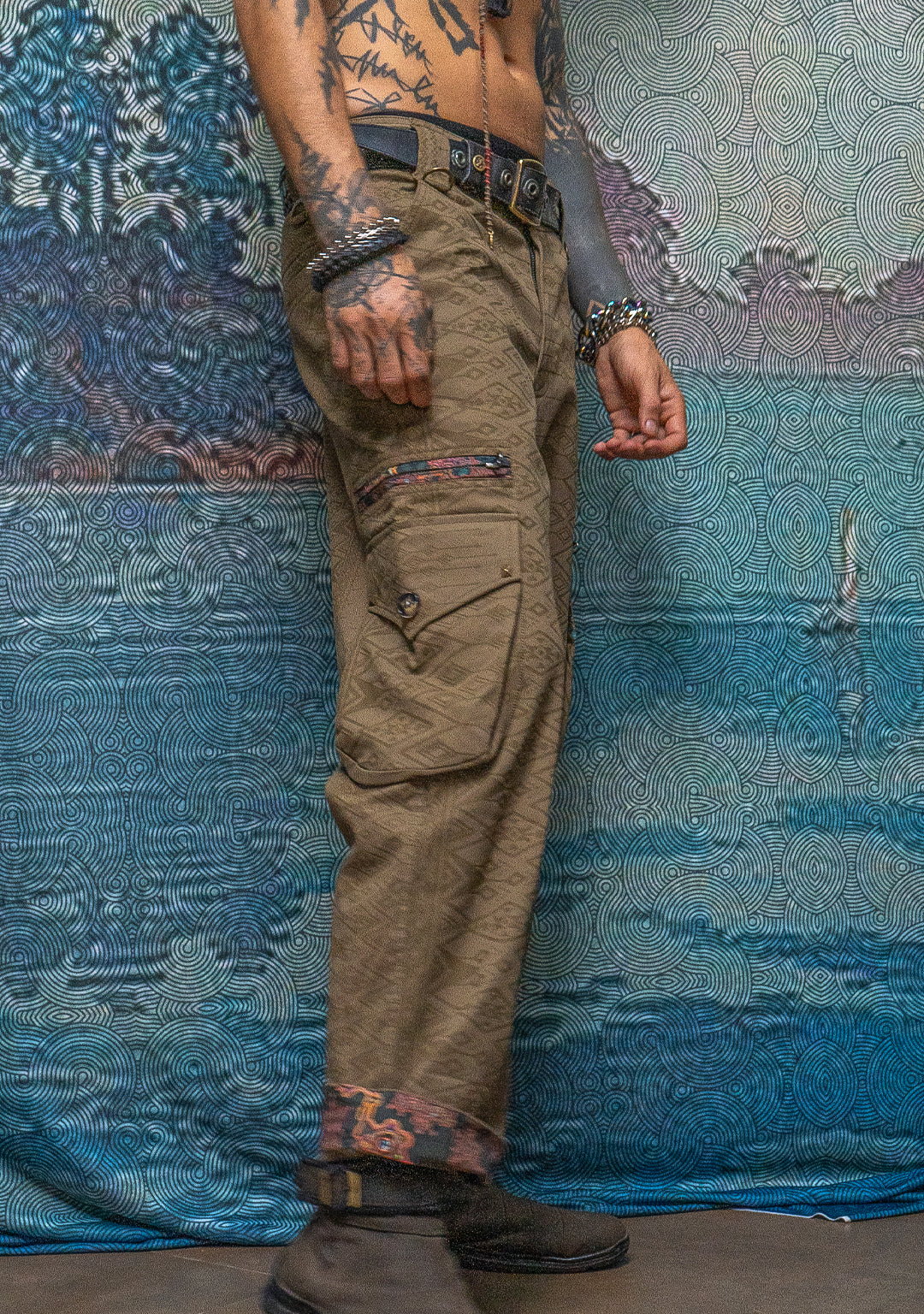 Pants Men / Baggy Pockets Cotton Twill - BOHONOX Latte