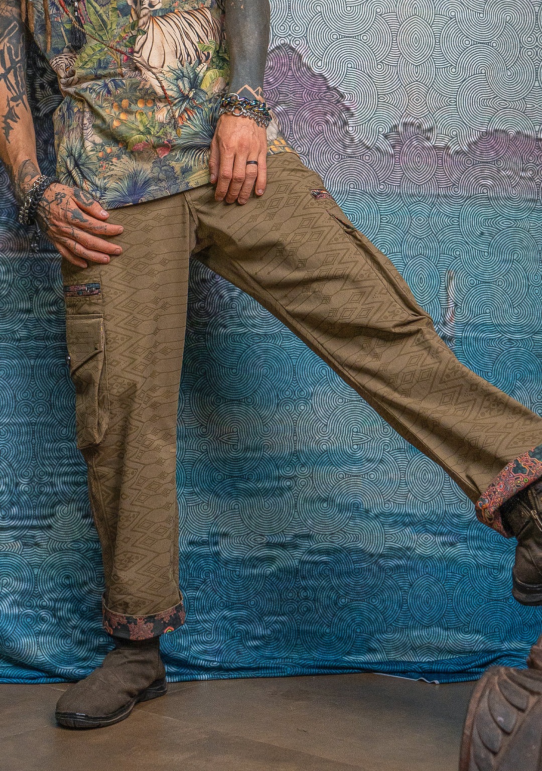 Pants Men / Baggy Pockets Cotton Twill - BOHONOX Latte