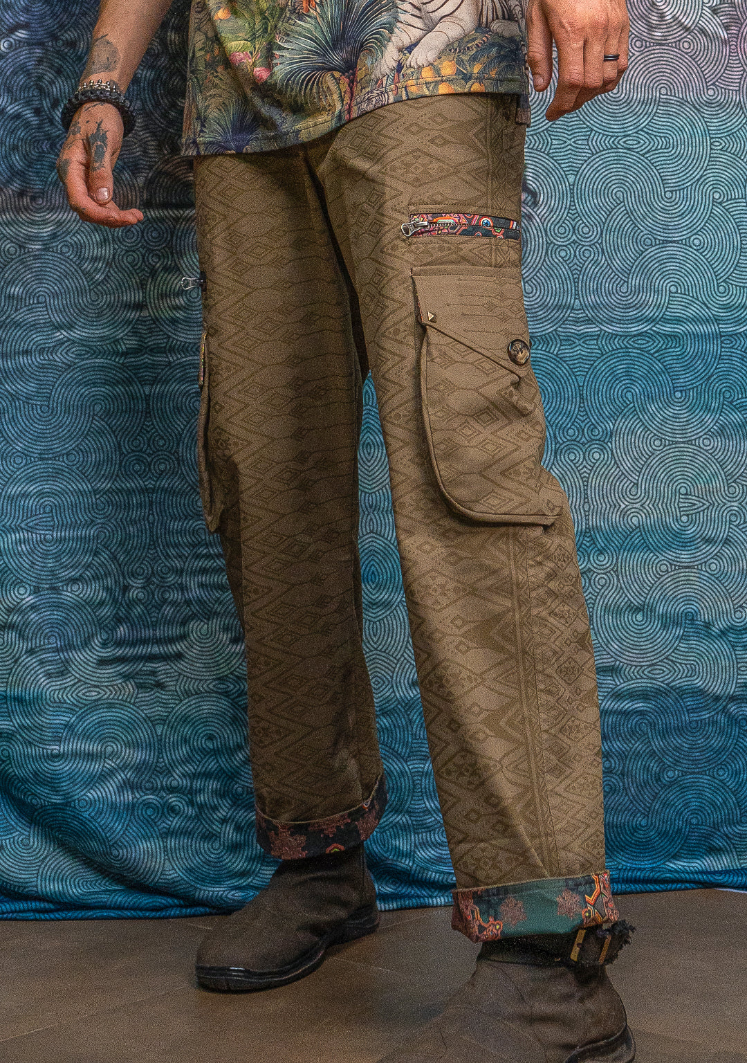 Pants Men / Baggy Pockets Cotton Twill - BOHONOX Latte