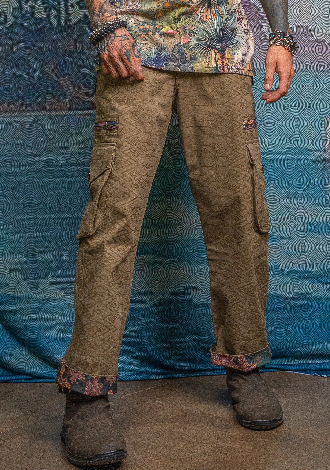 Pants Men / Baggy Pockets Cotton Twill - BOHONOX Latte