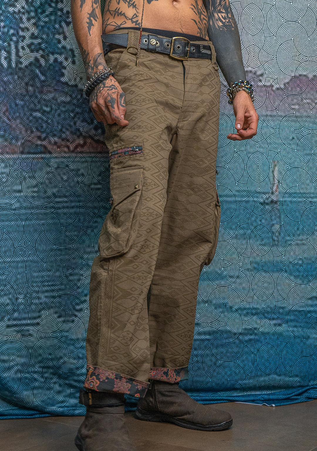 Pants Men / Baggy Pockets Cotton Twill - BOHONOX Latte