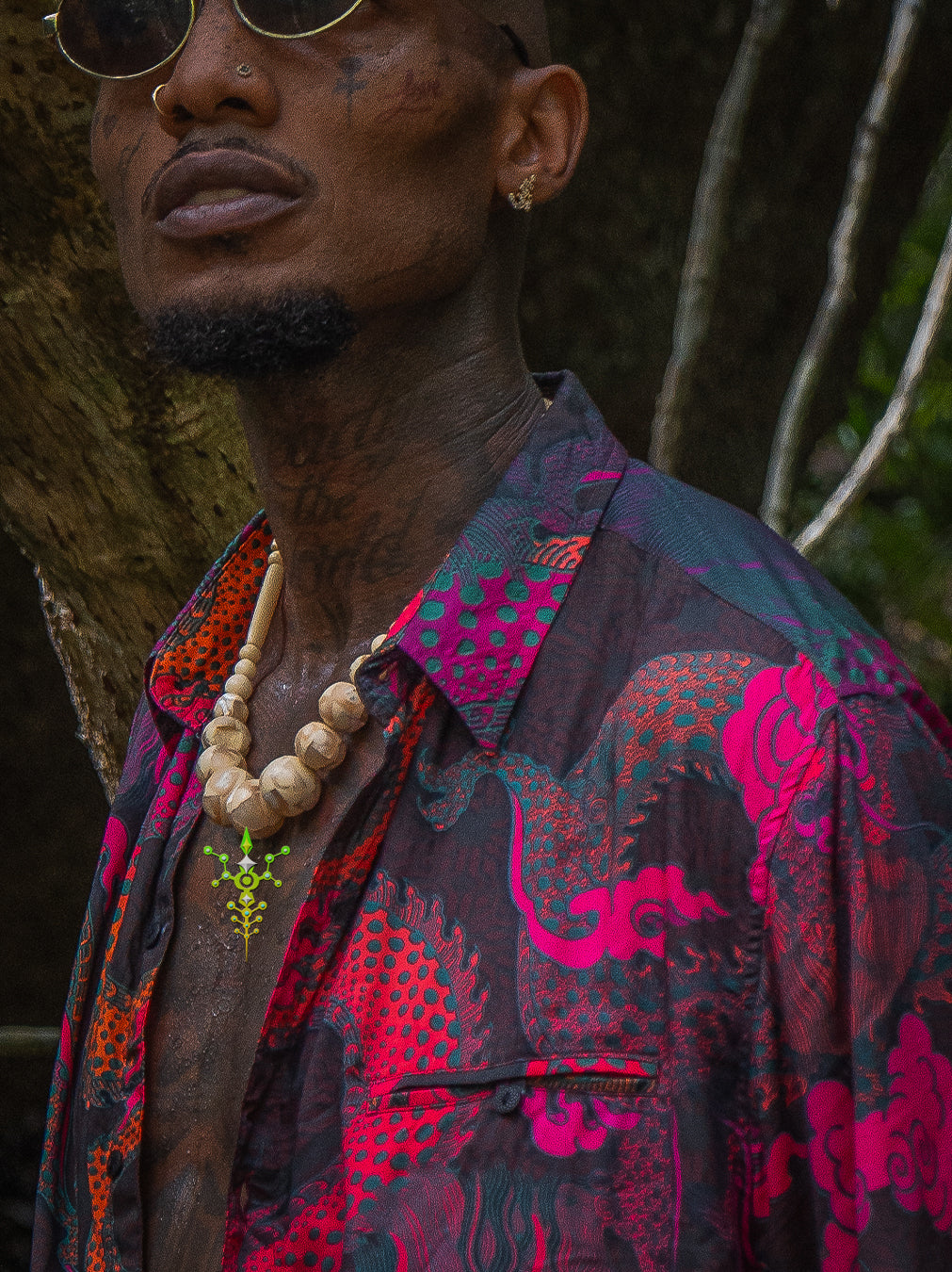 Shirt Men Half Sleeves / Bamboo - FIRE DRAGONS