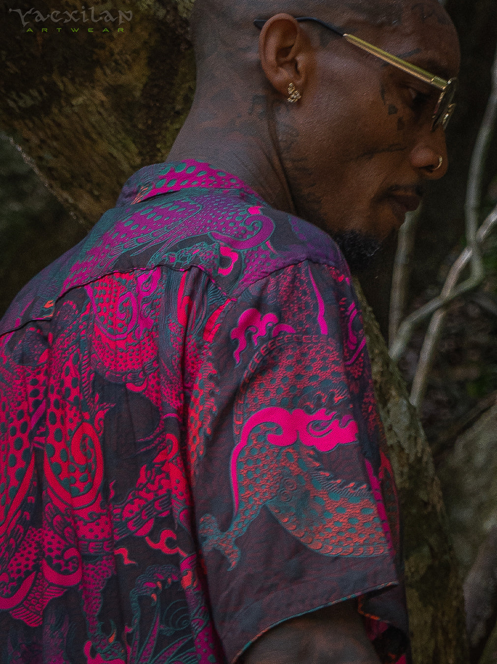 Shirt Men Half Sleeves / Bamboo - FIRE DRAGONS