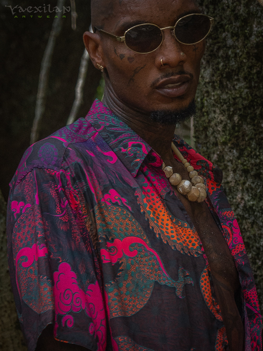 Shirt Men Half Sleeves / Bamboo - FIRE DRAGONS