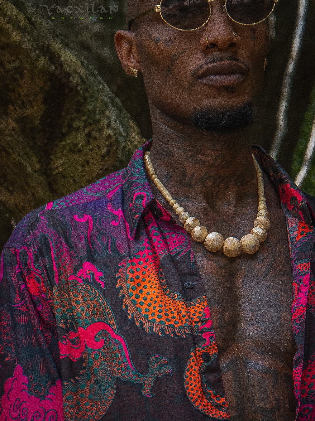 Shirt Men Half Sleeves / Bamboo - FIRE DRAGONS