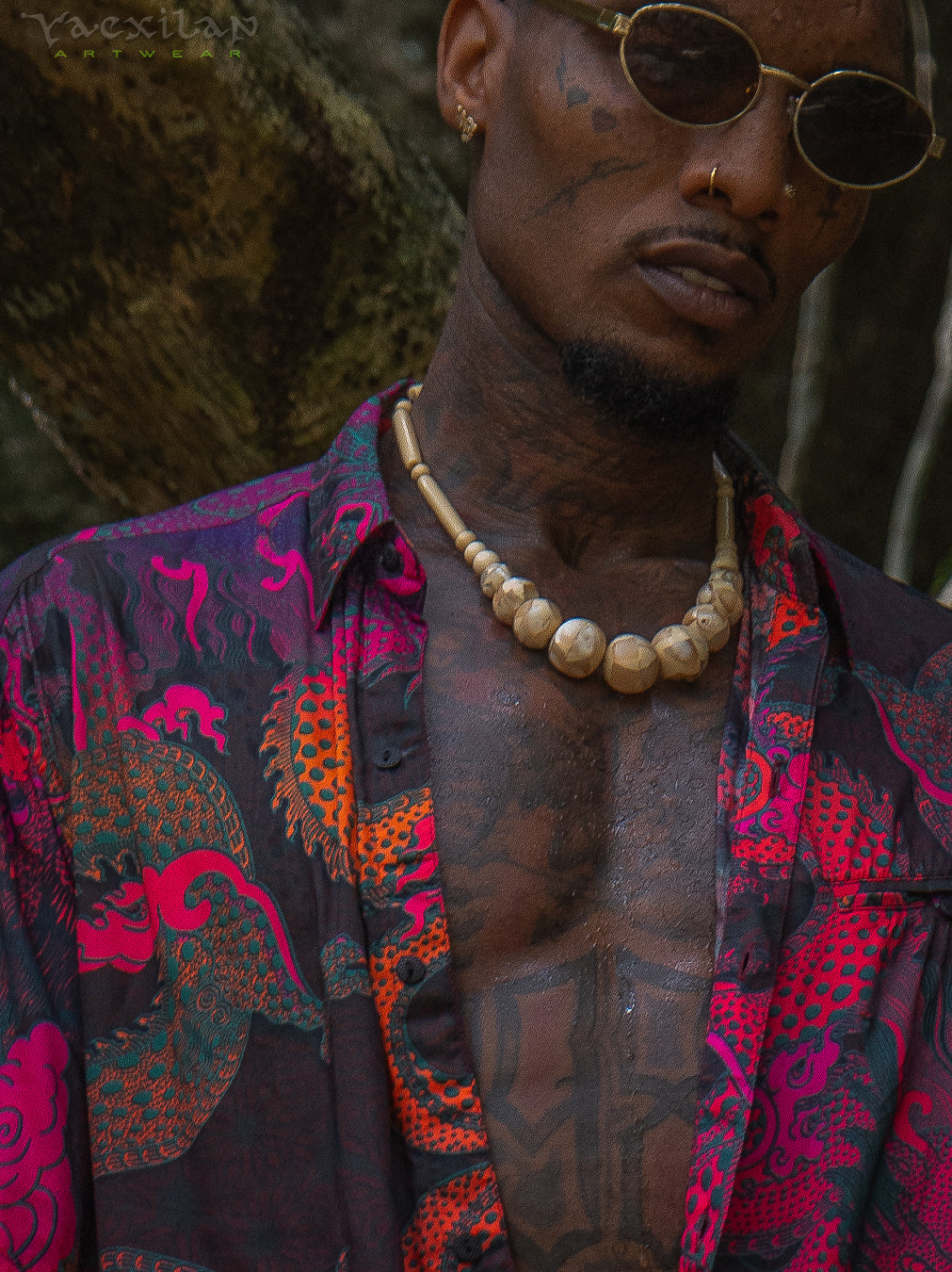 Shirt Men Half Sleeves / Bamboo - FIRE DRAGONS