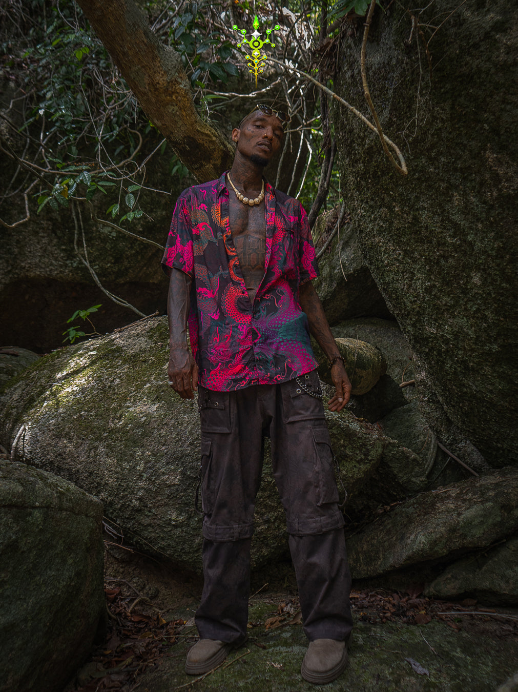 Shirt Men Half Sleeves / Bamboo - FIRE DRAGONS