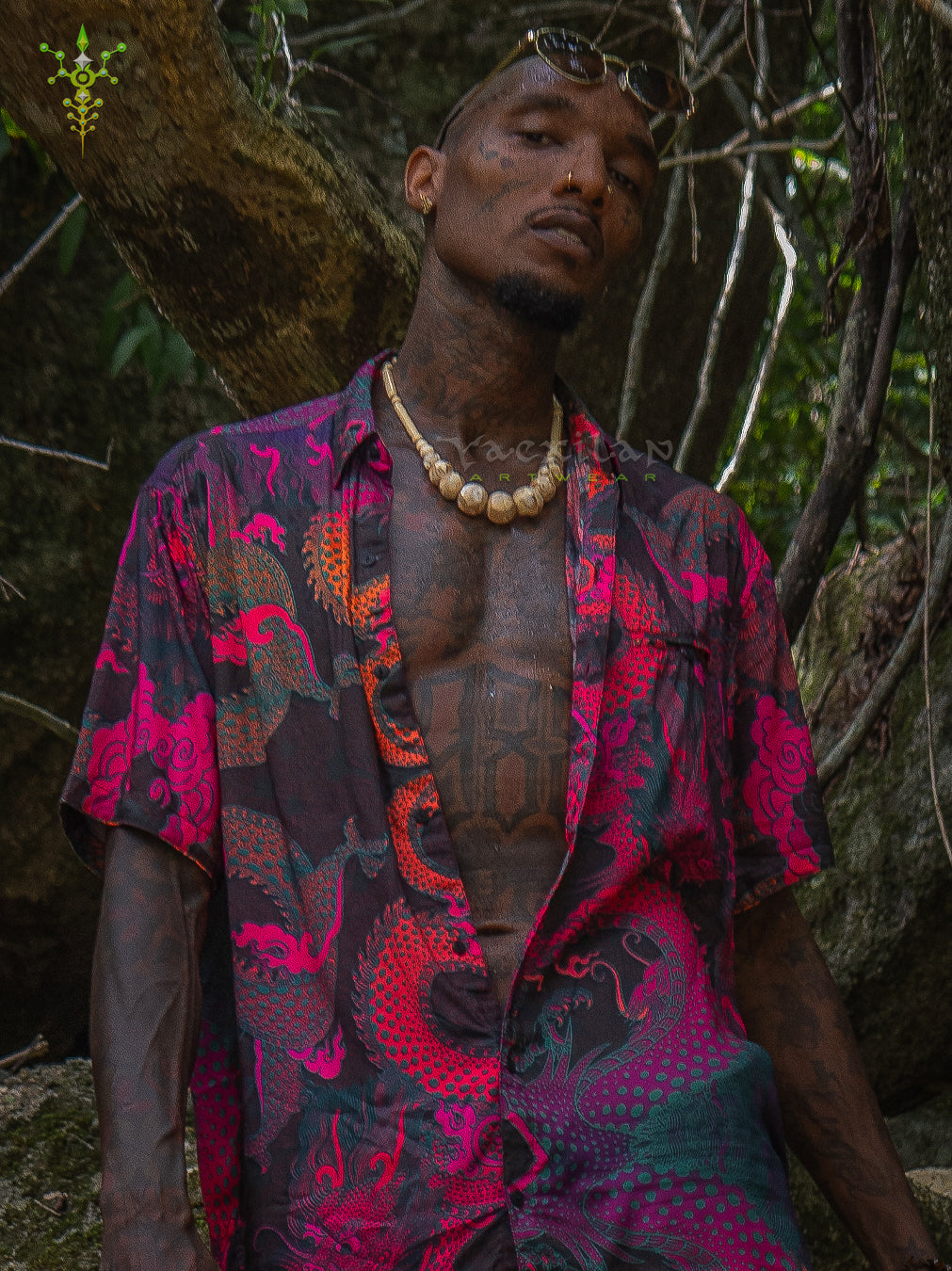 Shirt Men Half Sleeves / Bamboo - FIRE DRAGONS