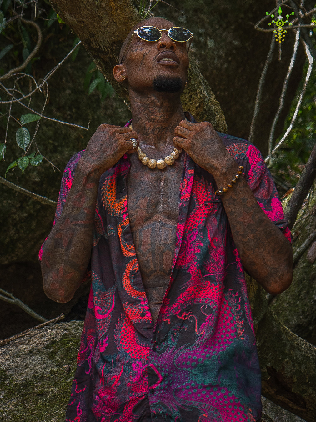 Shirt Men Half Sleeves / Bamboo - FIRE DRAGONS