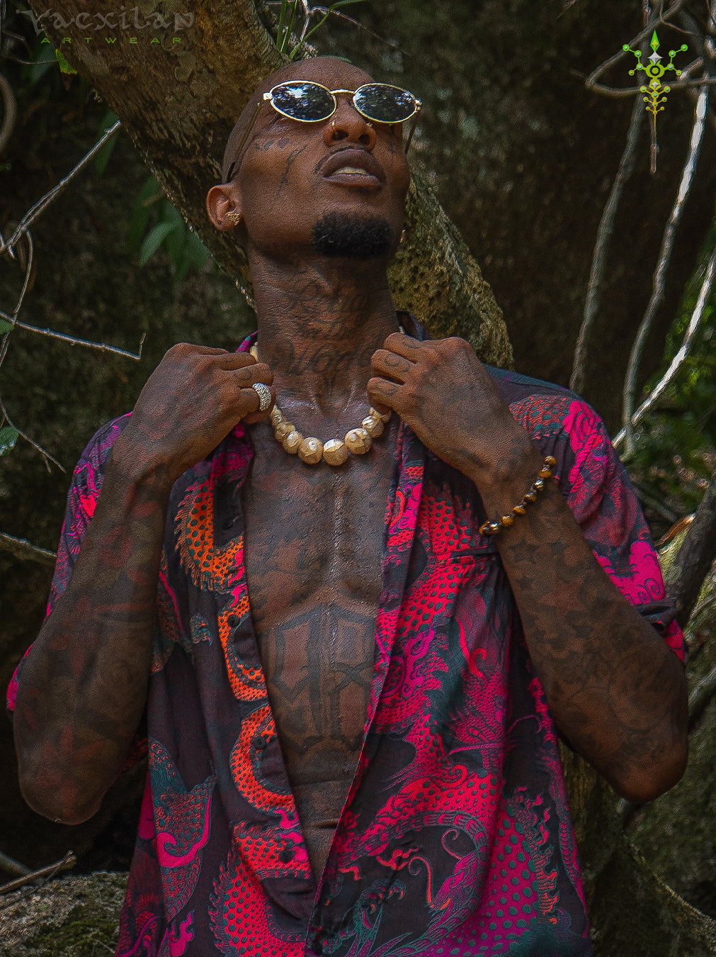 Shirt Men Half Sleeves / Bamboo - FIRE DRAGONS