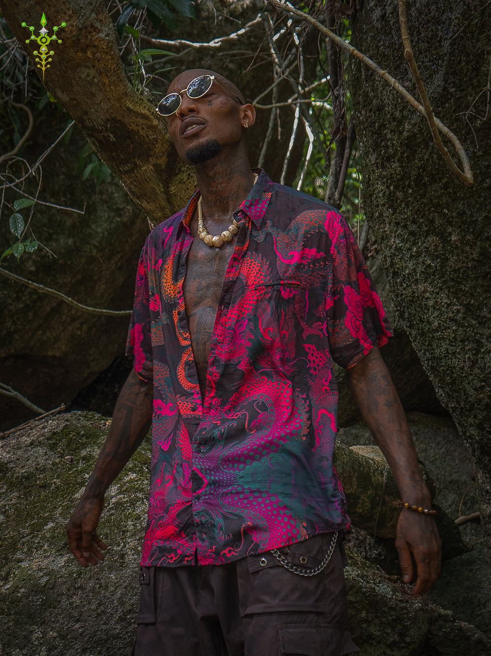 Shirt Men Half Sleeves / Bamboo - FIRE DRAGONS