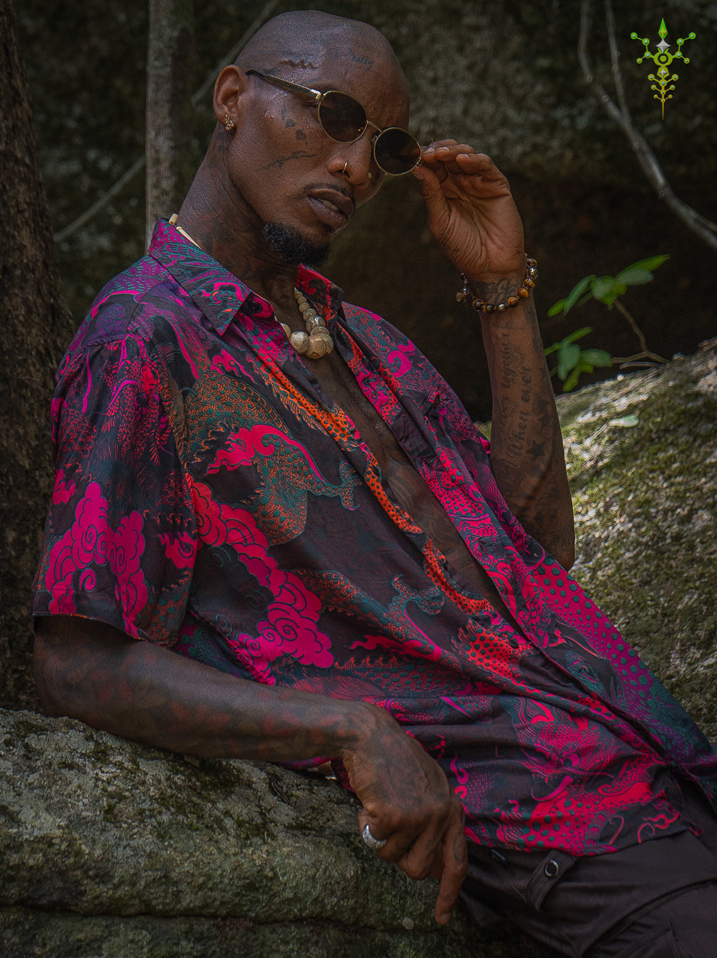 Shirt Men Half Sleeves / Bamboo - FIRE DRAGONS