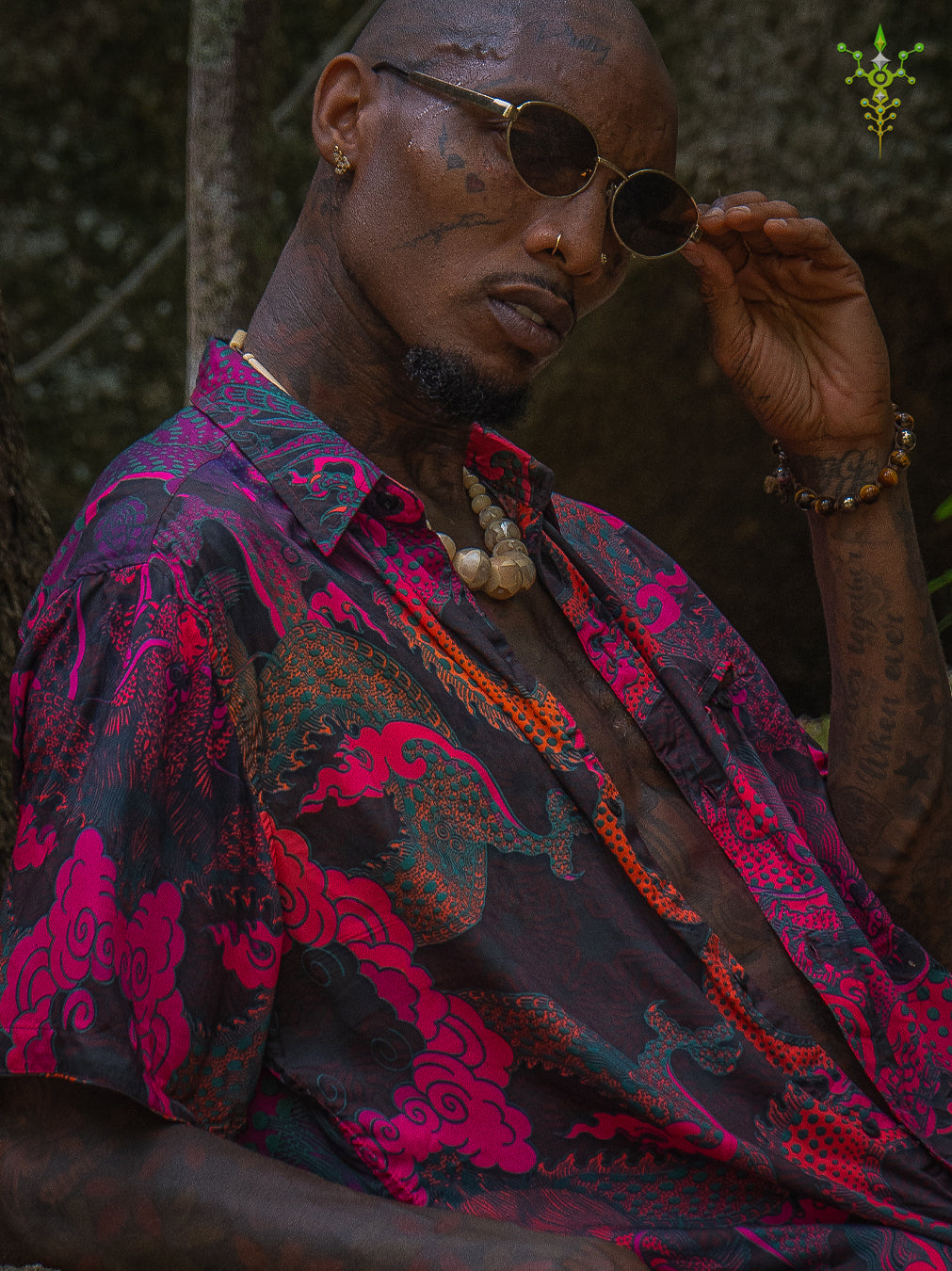 Shirt Men Half Sleeves / Bamboo - FIRE DRAGONS