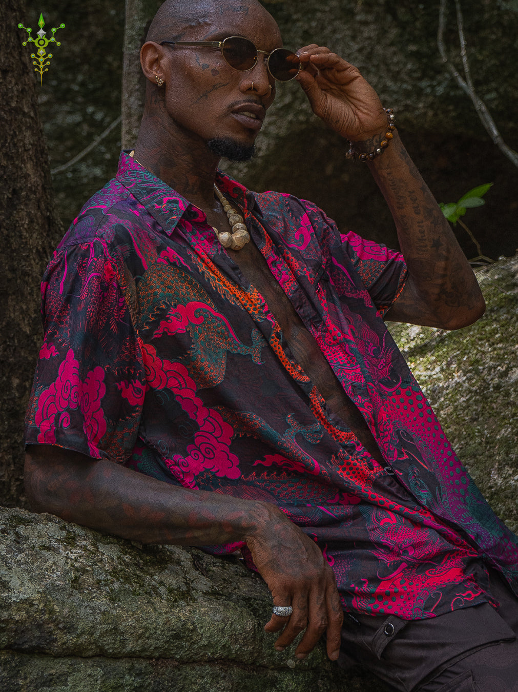 Shirt Men Half Sleeves / Bamboo - FIRE DRAGONS