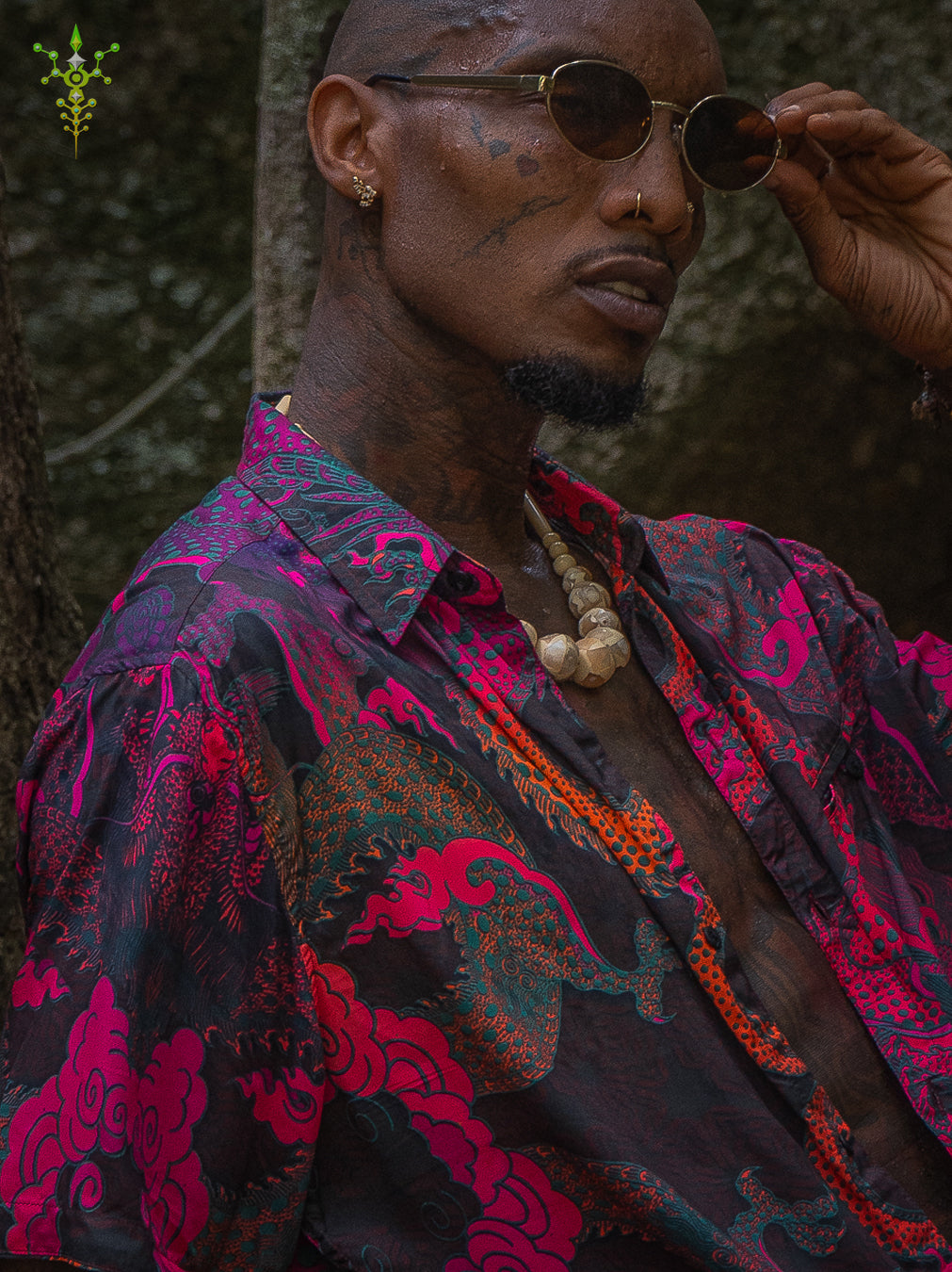 Shirt Men Half Sleeves / Bamboo - FIRE DRAGONS