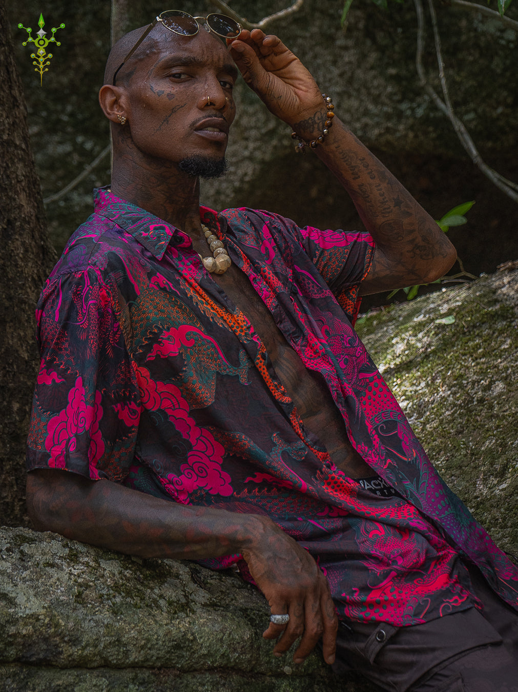 Shirt Men Half Sleeves / Bamboo - FIRE DRAGONS