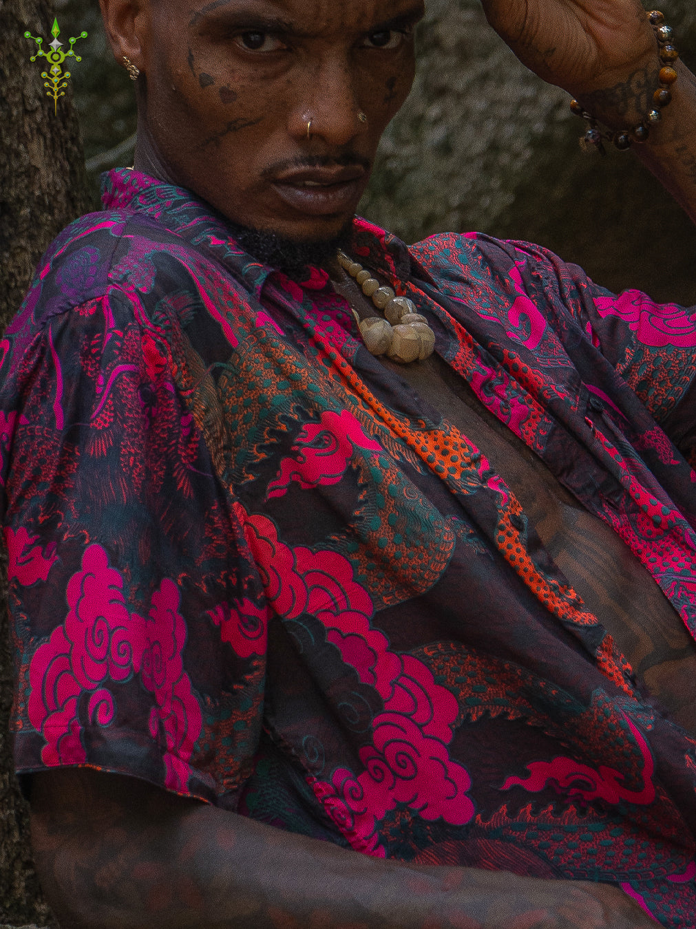 Shirt Men Half Sleeves / Bamboo - FIRE DRAGONS