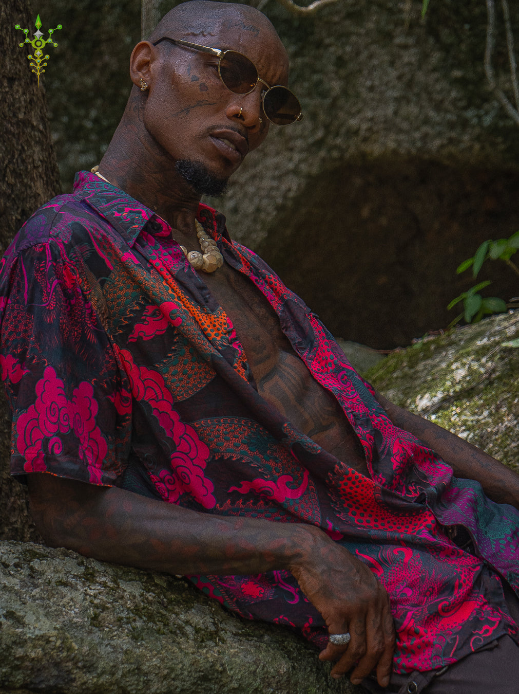 Shirt Men Half Sleeves / Bamboo - FIRE DRAGONS
