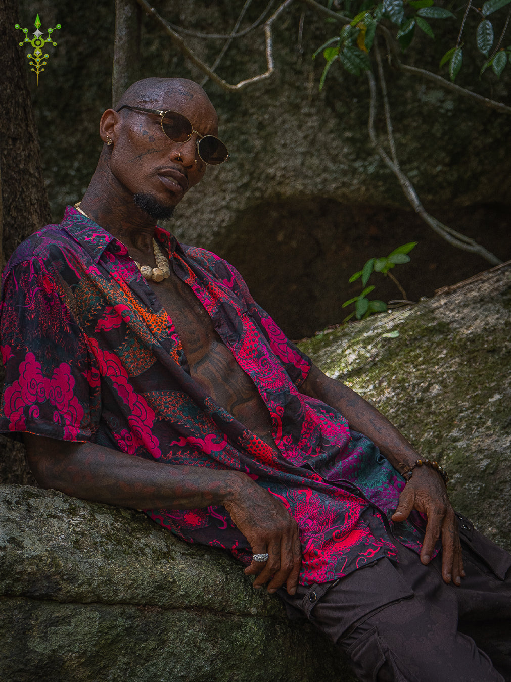 Shirt Men Half Sleeves / Bamboo - FIRE DRAGONS